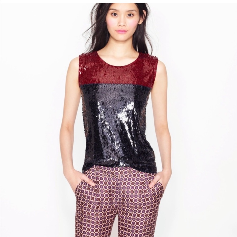 J-Crew Sequin Colorblock Tank Top - XS